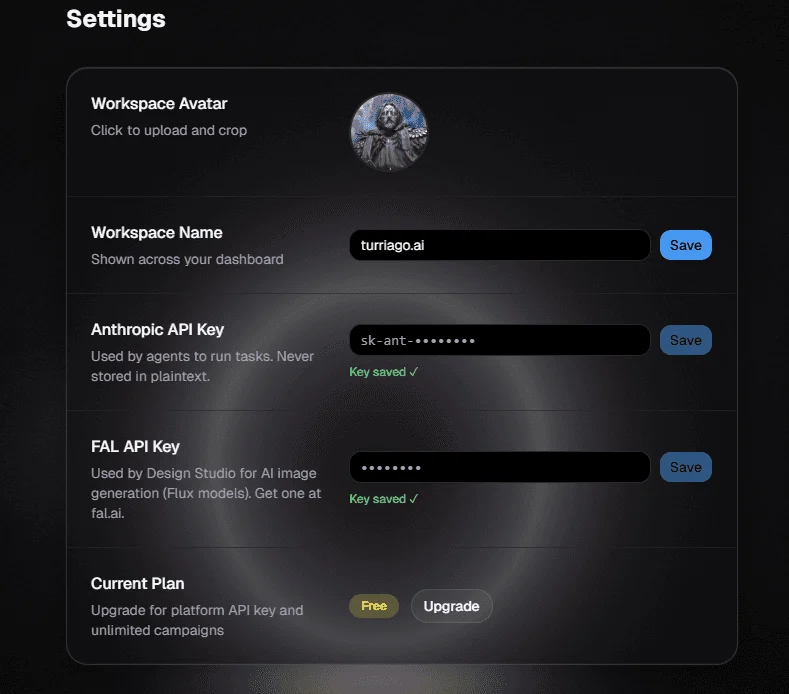 Settings / Workspace configuration